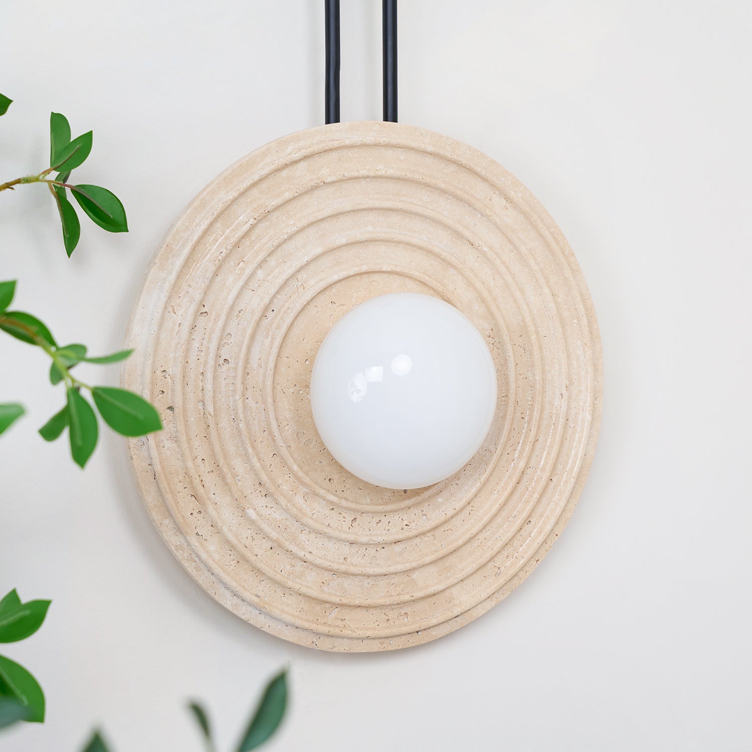 Halimede - Tree Ring Travertine Wall Lamp