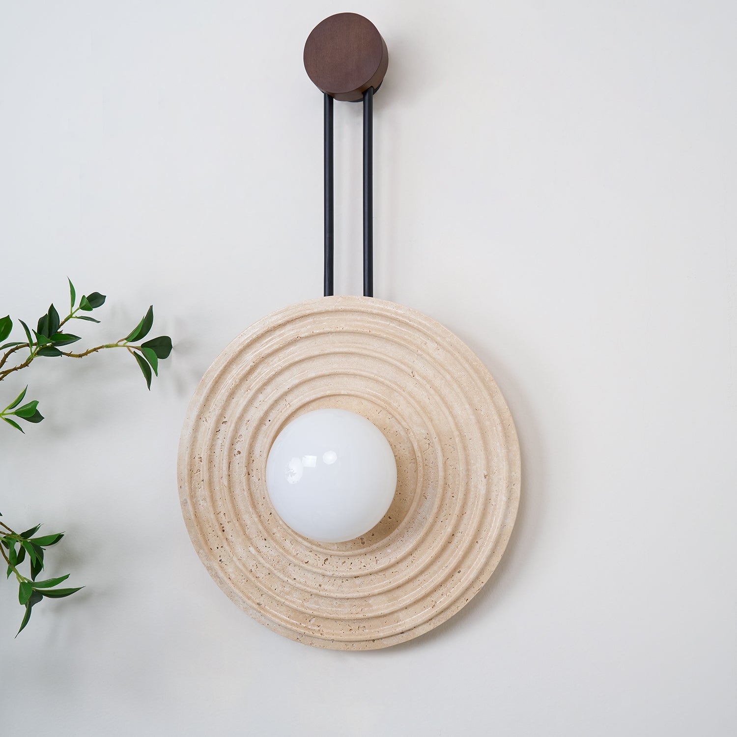 Halimede - Tree Ring Travertine Wall Lamp