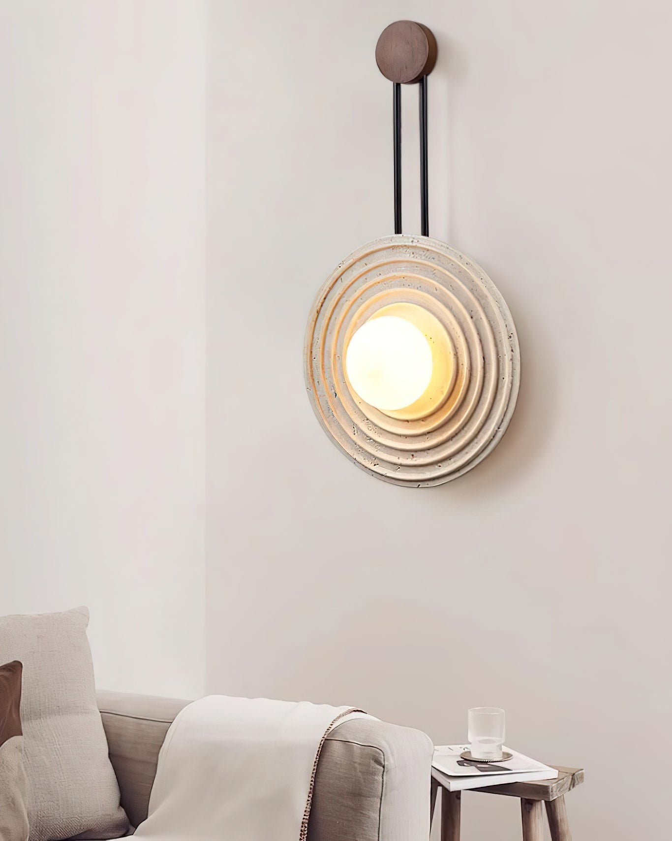 Halimede - Tree Ring Travertine Wall Lamp