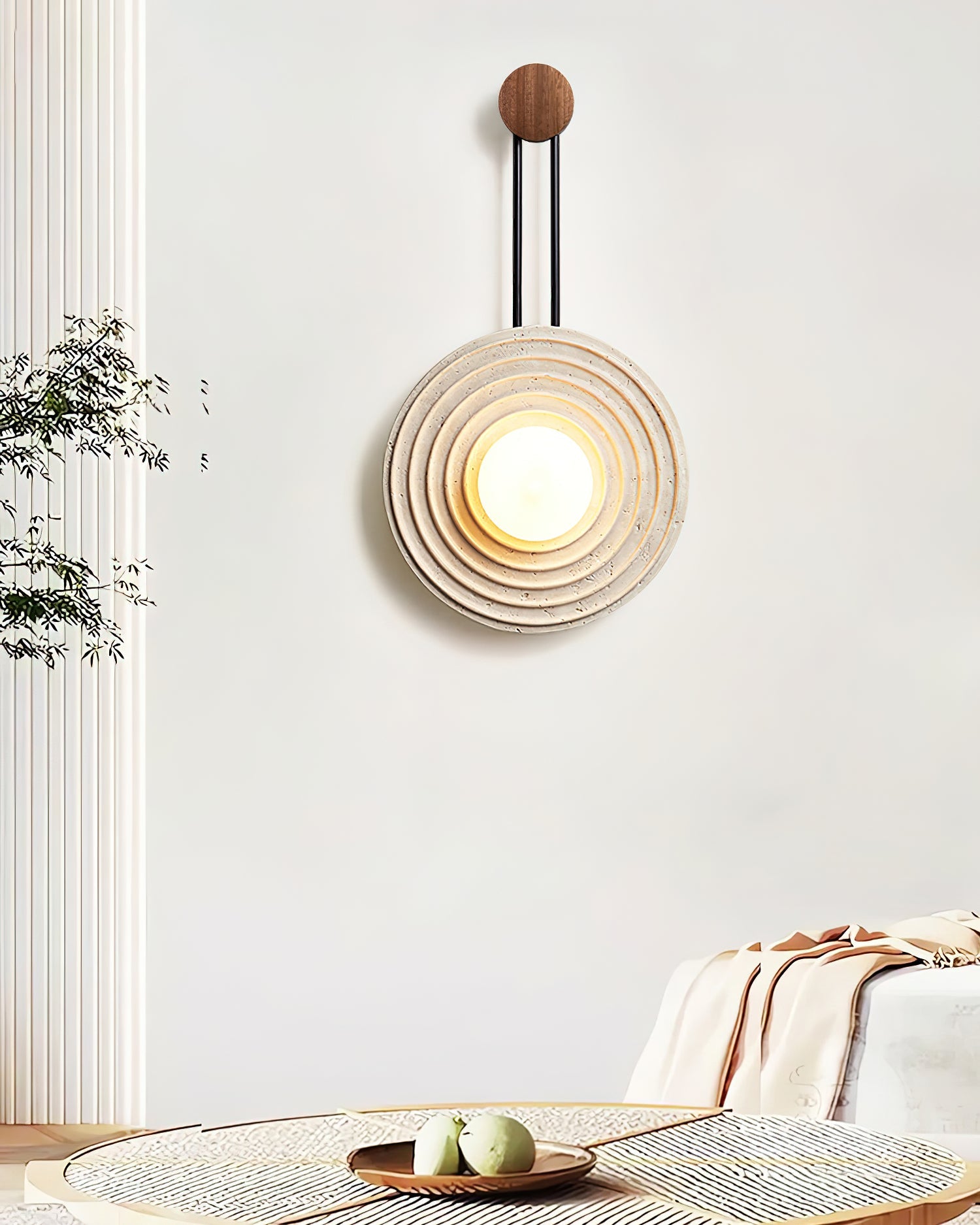Halimede - Tree Ring Travertine Wall Lamp