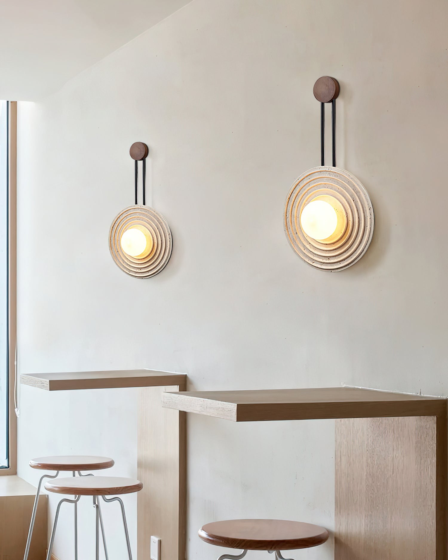 Halimede - Tree Ring Travertine Wall Lamp