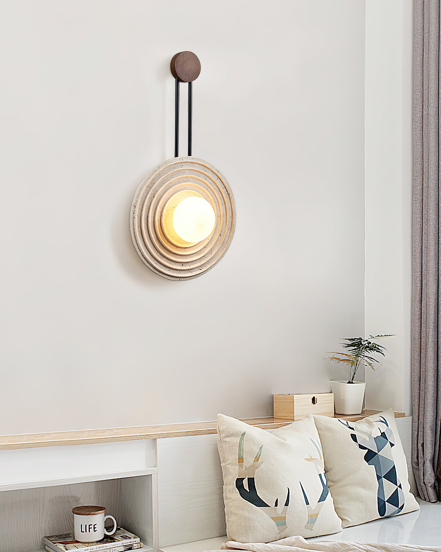 Halimede - Tree Ring Travertine Wall Lamp