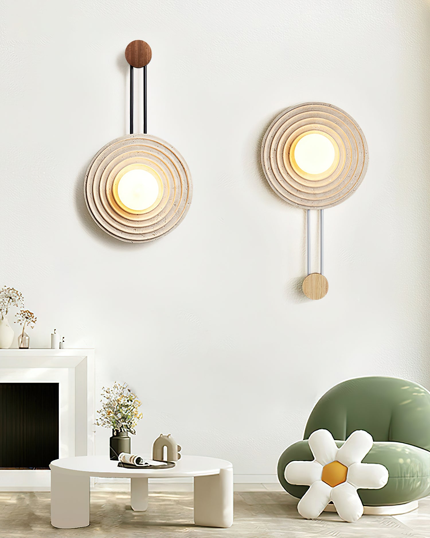 Halimede - Tree Ring Travertine Wall Lamp
