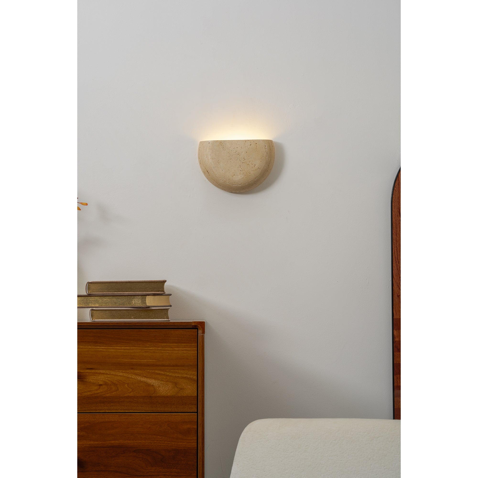 Peitho - Travertine Bowl Wall Light