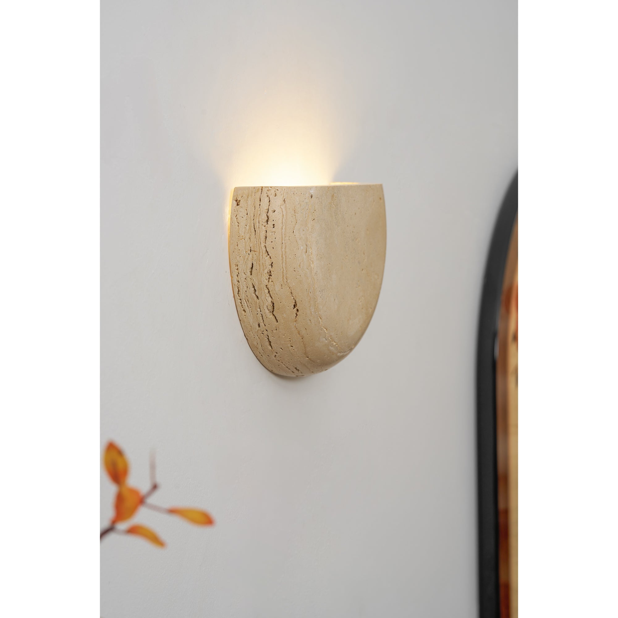 Peitho - Travertine Bowl Wall Light