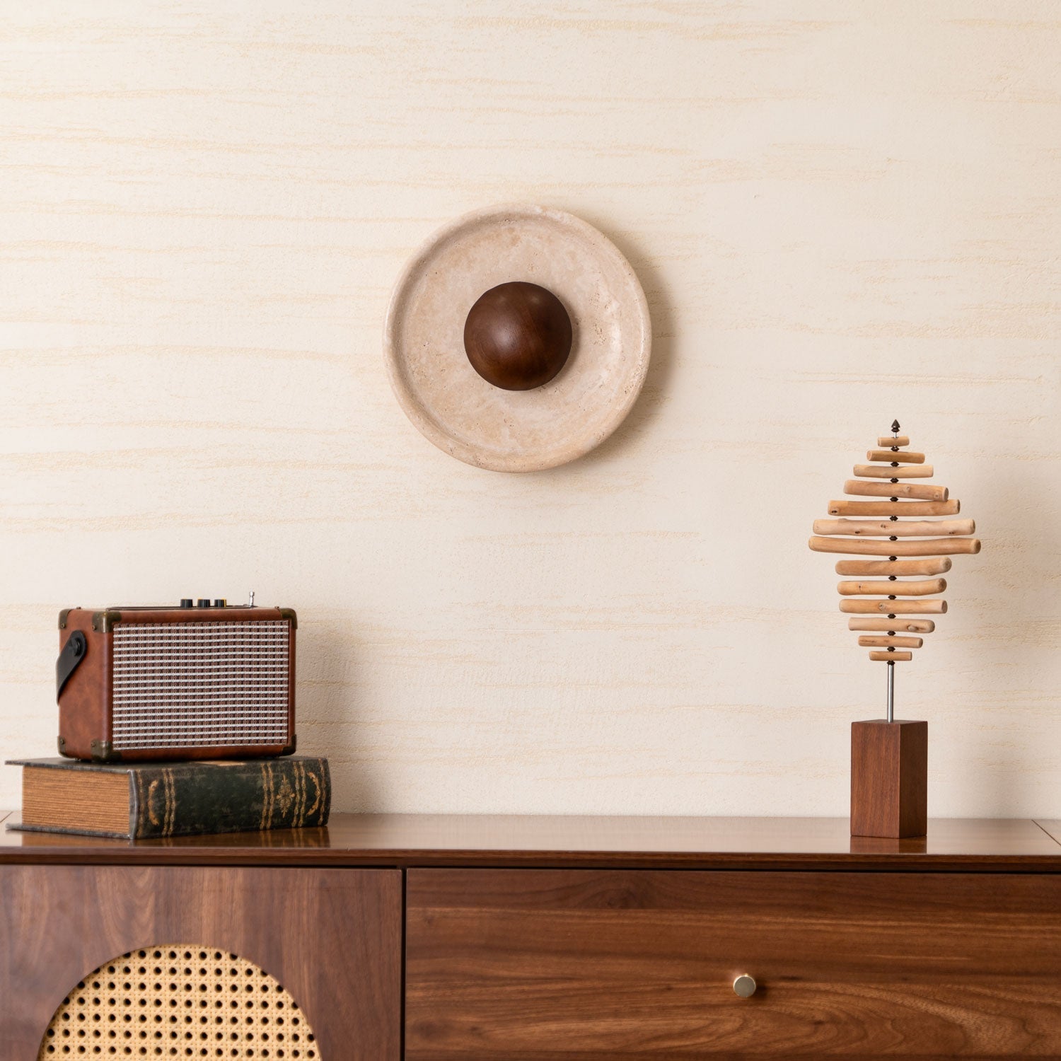 Aether - Travertine Halo Wall Light