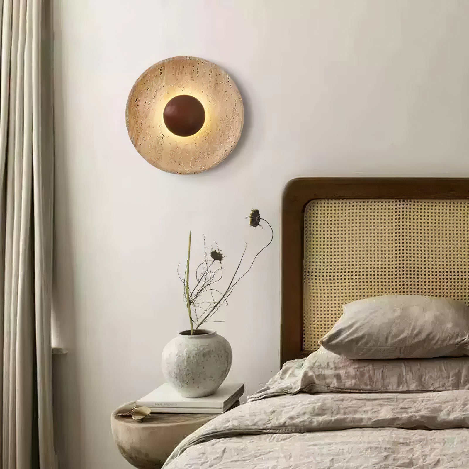 Aether - Travertine Halo Wall Light