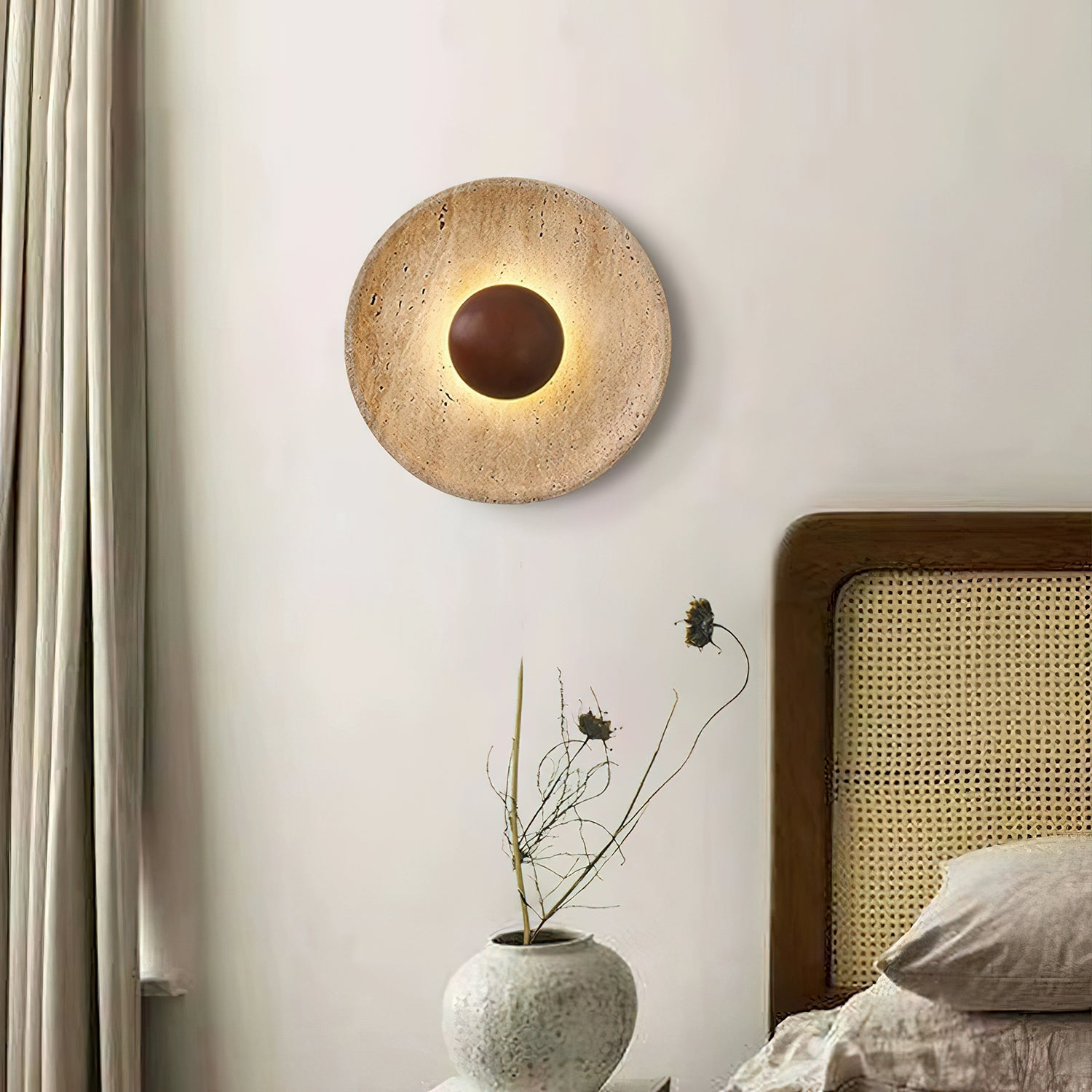 Aether - Travertine Halo Wall Light