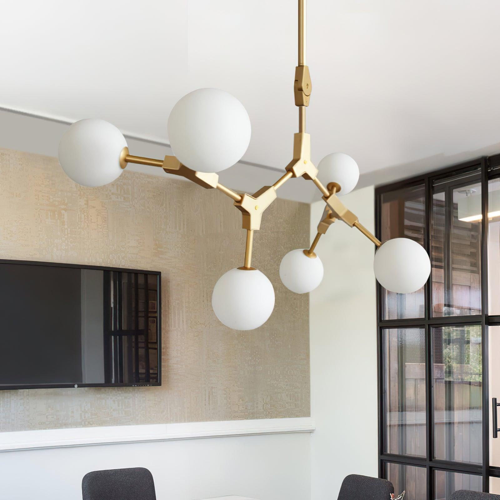 Alton Gold Frame Glass Globe Chandelier – detail 3
