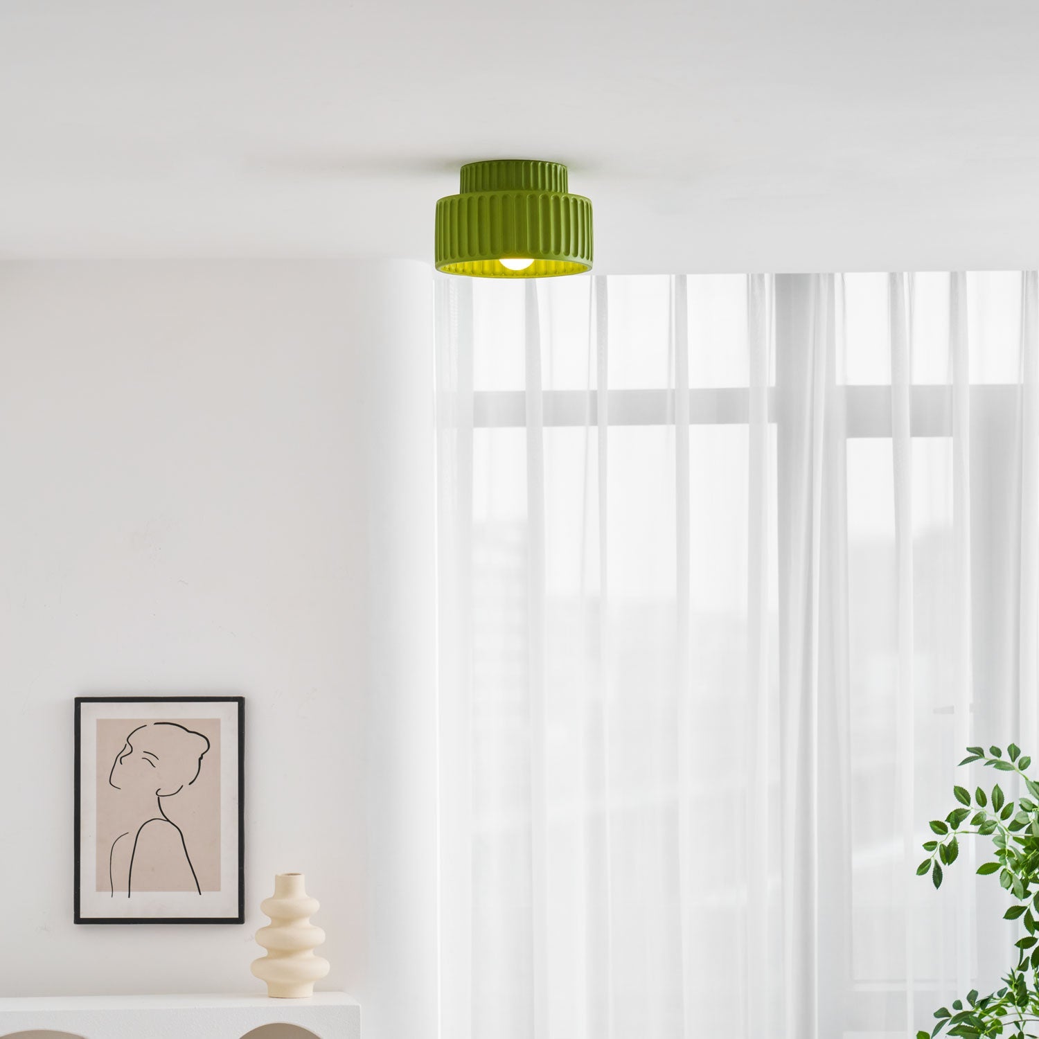 Rhode - Pleated Resin Ceiling Lamp