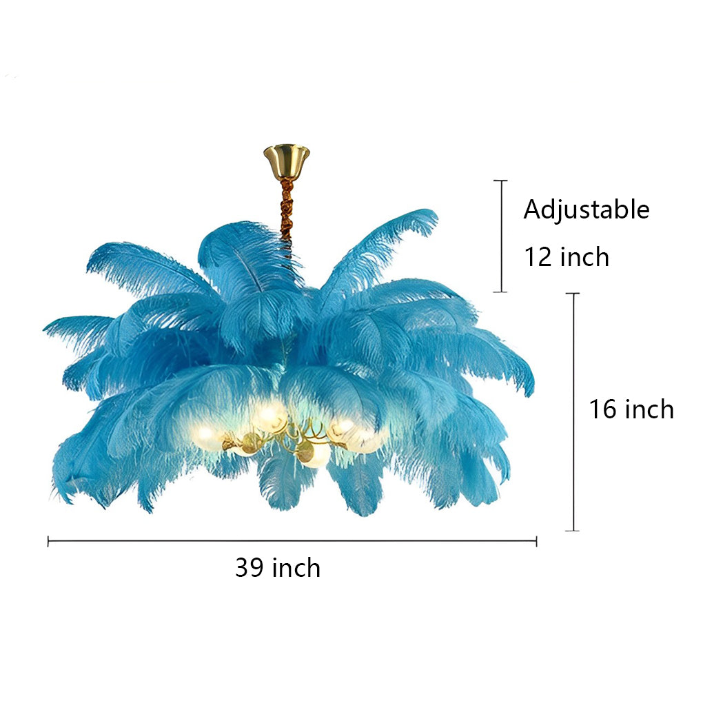 Ariston - Brass and Feather Chandelier