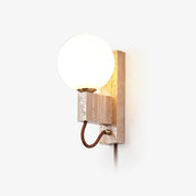 Dione - Travertine and Opal Globe Sconce