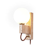Dione - Travertine and Opal Globe Sconce