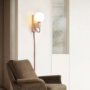 Dione - Travertine and Opal Globe Sconce