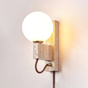 Dione - Travertine and Opal Globe Sconce