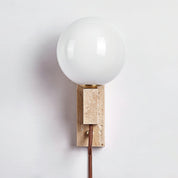 Dione - Travertine and Opal Globe Sconce