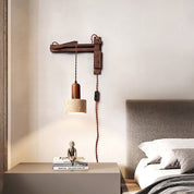 Eunike - Travertine Dome Swing Arm Wall Lamp