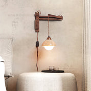 Eunike - Travertine Dome Swing Arm Wall Lamp