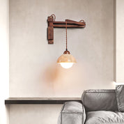 Eunike - Travertine Dome Swing Arm Wall Lamp