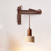 Eunike - Travertine Dome Swing Arm Wall Lamp