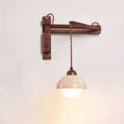 Eunike - Travertine Dome Swing Arm Wall Lamp