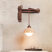 Eunike - Travertine Dome Swing Arm Wall Lamp