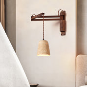 Eunike - Travertine Dome Swing Arm Wall Lamp