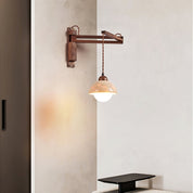 Eunike - Travertine Dome Swing Arm Wall Lamp