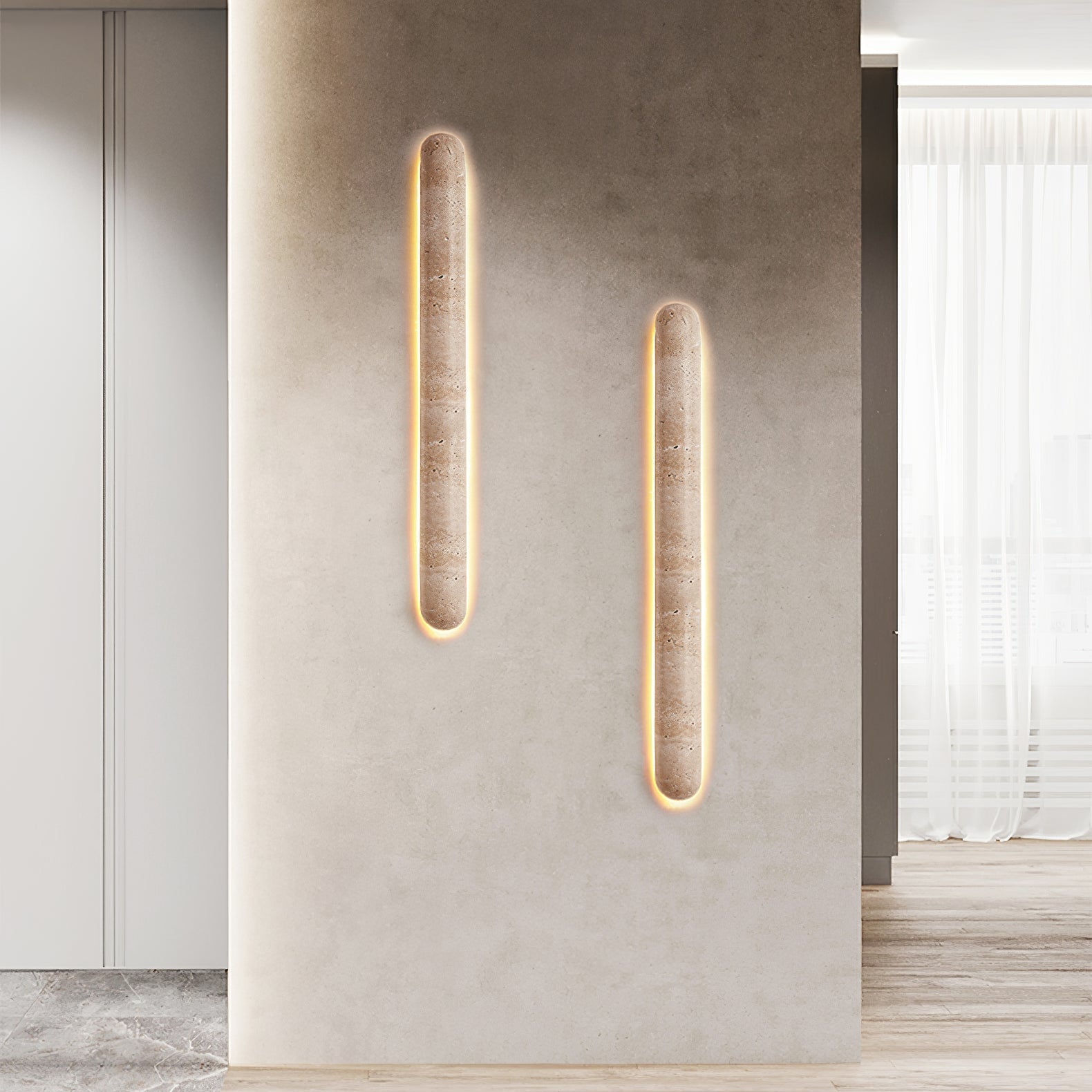Merope - Backlit Travertine Wall Sconce
