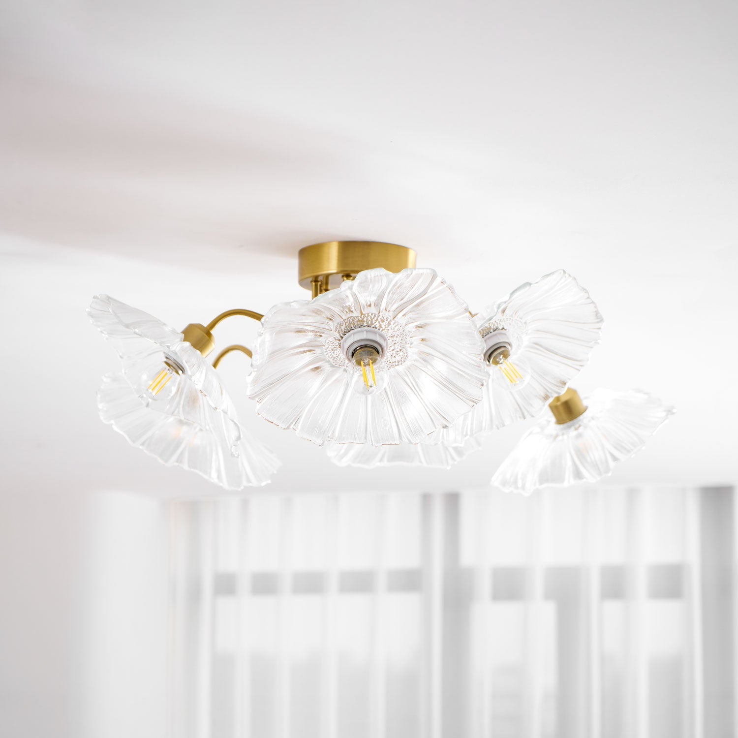 Oinone - Frosted Leaf Glass Ceiling Light