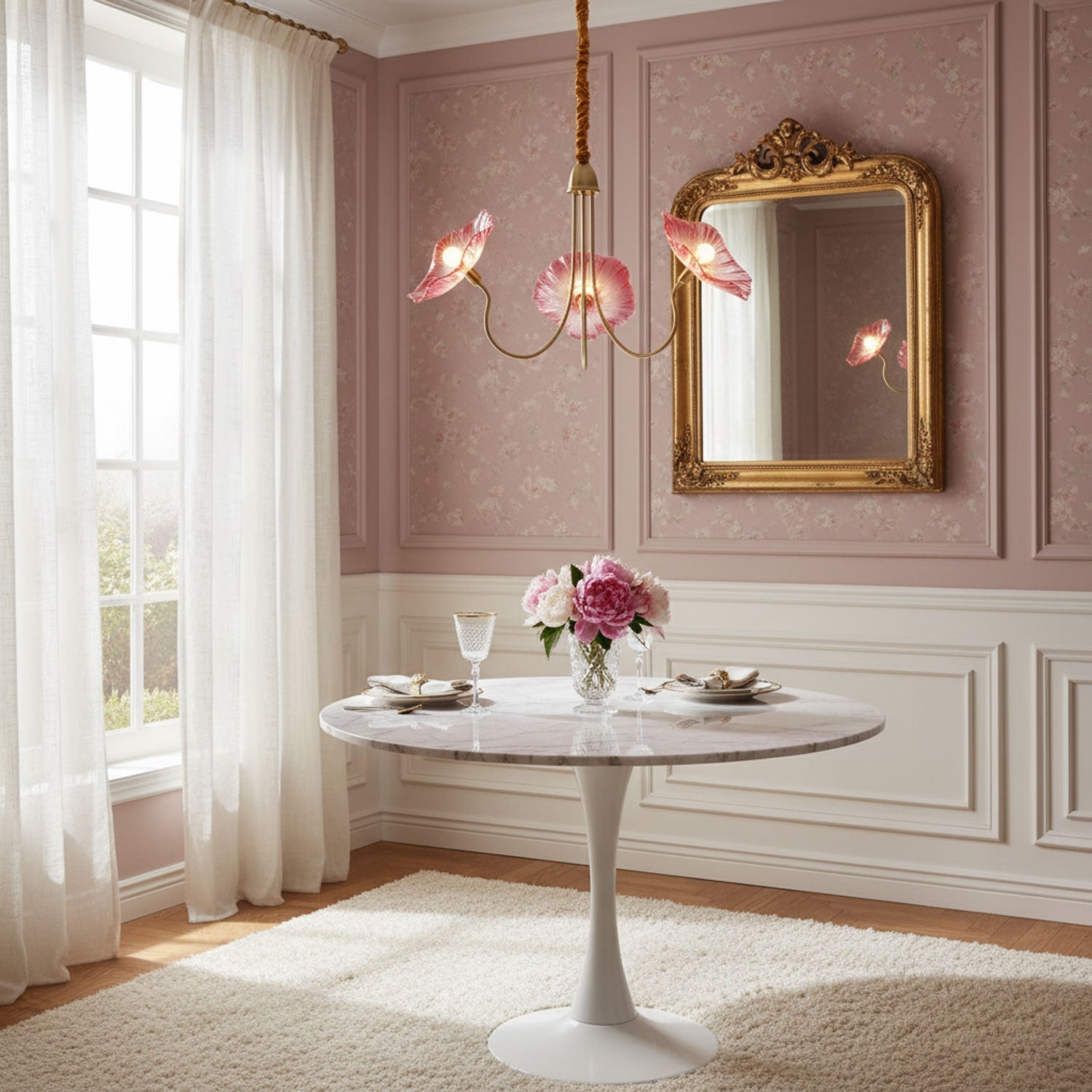 Leiriope - Gold and Frosted Leaf Glass Chandelier
