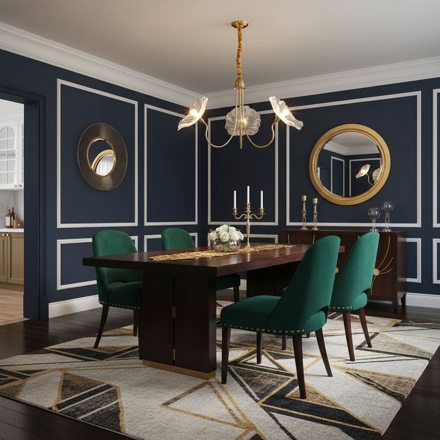 Leiriope - Gold and Frosted Leaf Glass Chandelier