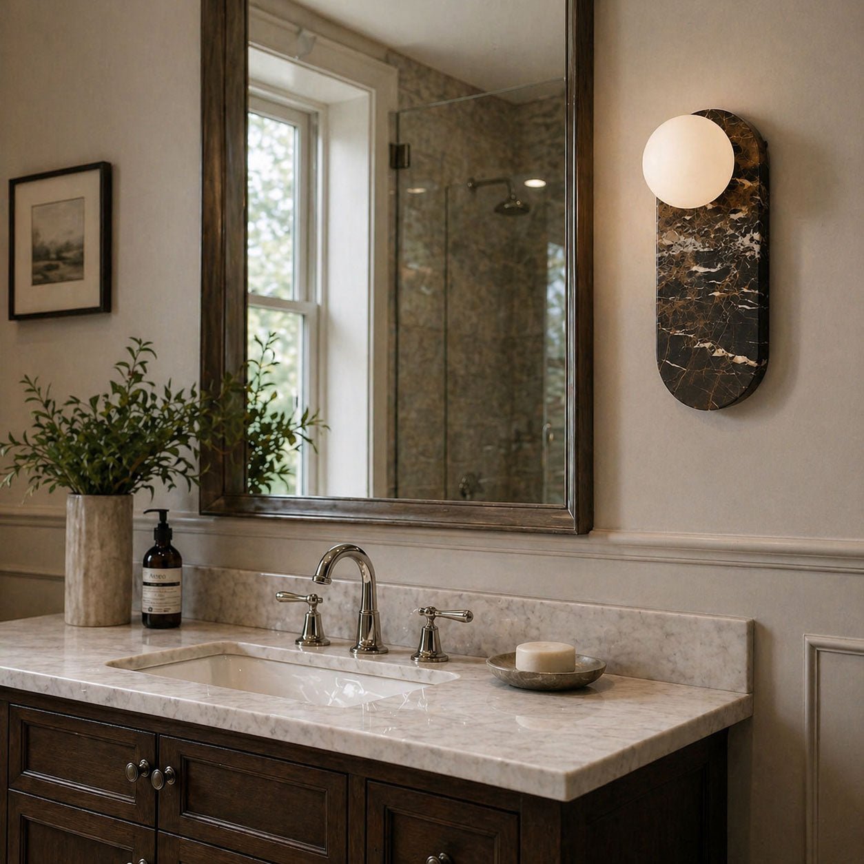 Melanthe - Marble and Glass Wall Lamp