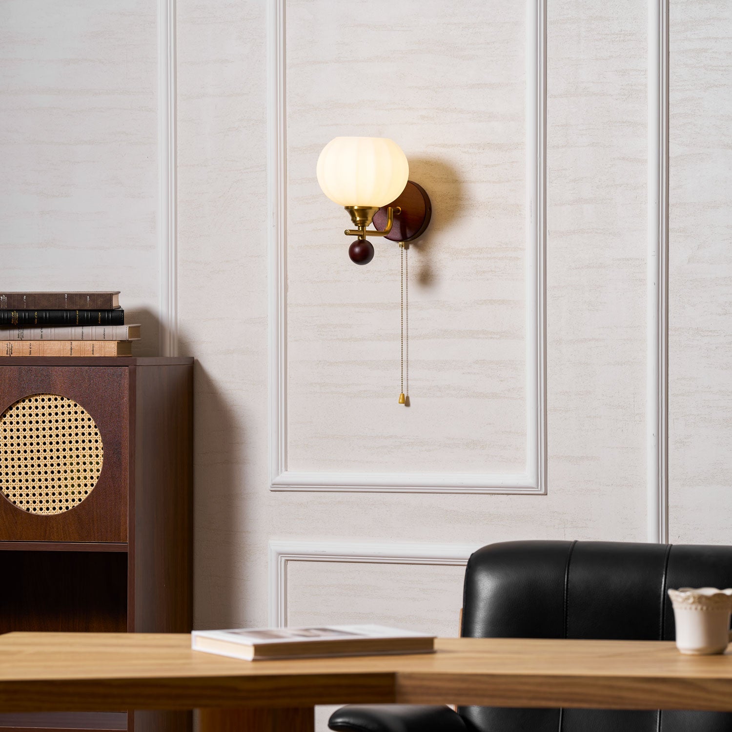 Oreiades - Wood and Frosted Glass Wall Lamp
