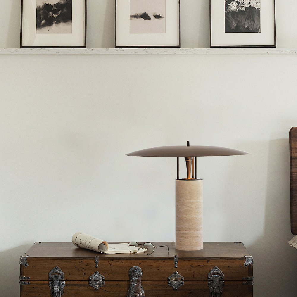 Melaina - Travertine and Metal Table Lamp