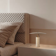 Melaina - Travertine and Metal Table Lamp