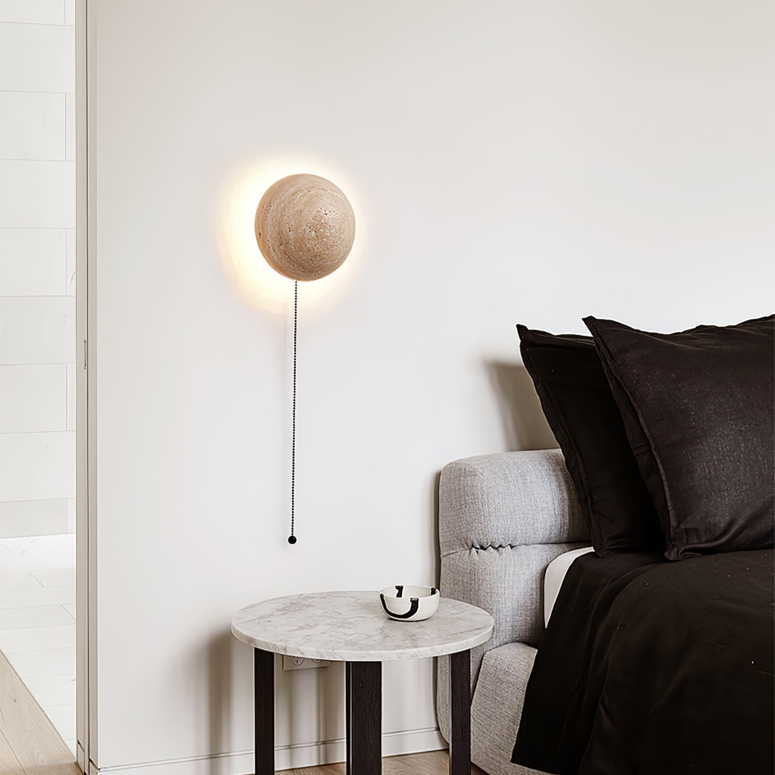 Astraia - Round Travertine Wall Light