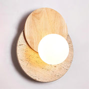 Kymodoke - Travertine and Glass Globe Wall Lamp