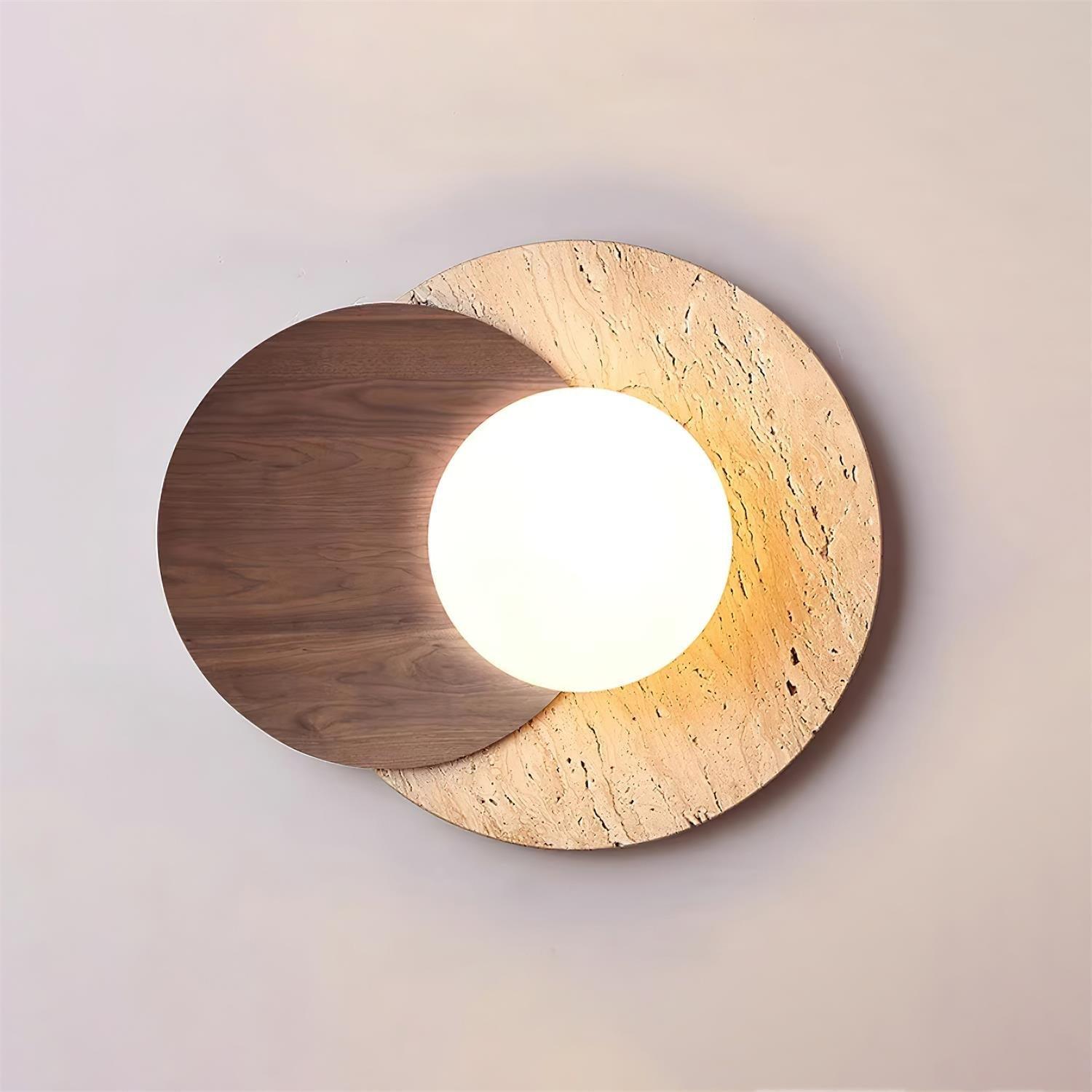 Kymodoke - Travertine and Glass Globe Wall Lamp