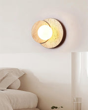 Kymodoke - Travertine and Glass Globe Wall Lamp