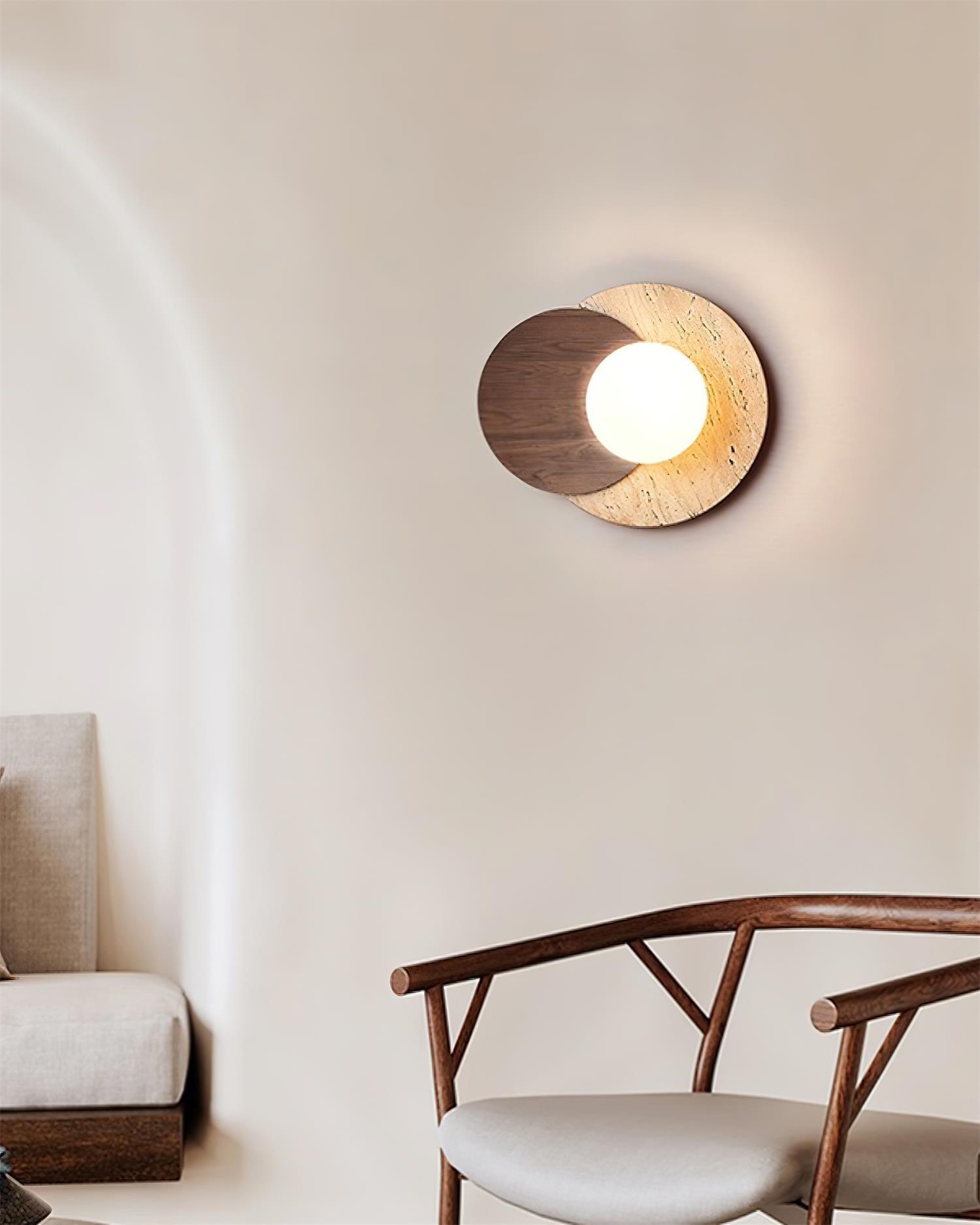 Kymodoke - Travertine and Glass Globe Wall Lamp