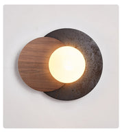 Themisto - Black Travertine and Walnut Sconce