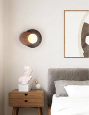Themisto - Black Travertine and Walnut Sconce