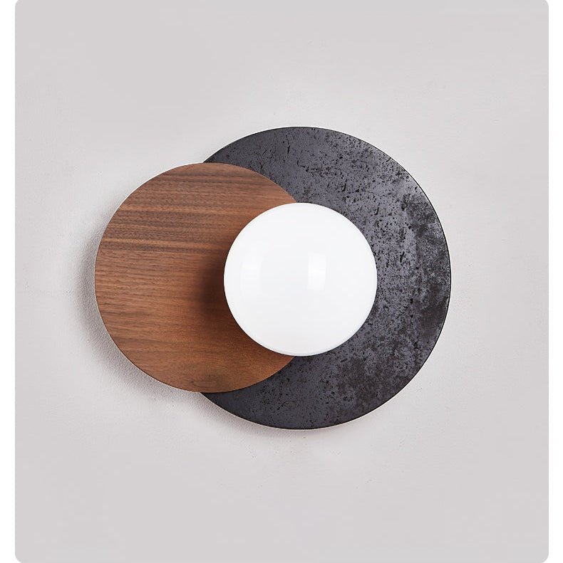 Themisto - Black Travertine and Walnut Sconce