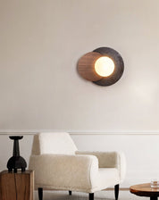 Themisto - Black Travertine and Walnut Sconce