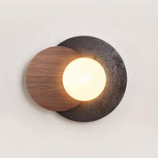 Themisto - Black Travertine and Walnut Sconce