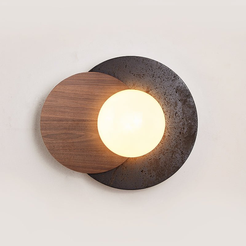 Themisto - Black Travertine and Walnut Sconce