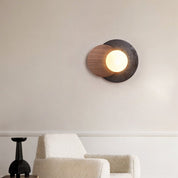 Themisto - Black Travertine and Walnut Sconce