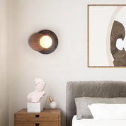 Themisto - Black Travertine and Walnut Sconce