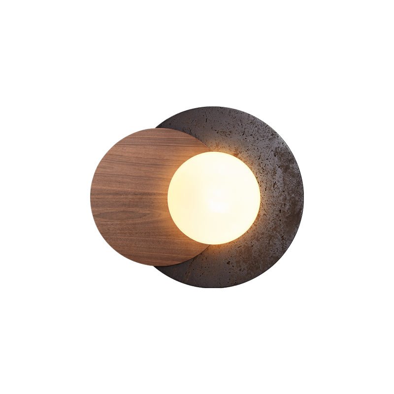 Themisto - Black Travertine and Walnut Sconce